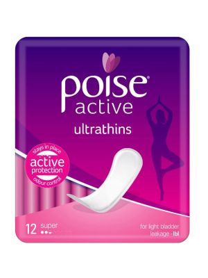 Poise Active Ultrathin Super Pads (Pack of 12)